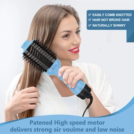 Hot Air Brush, Aima Beauty Salon One-Step Hair Dryer and Volumizer, 4-in-1 Upgrade Hair Dryer Brush, Blue