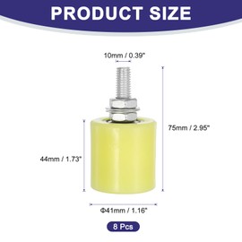 uxcell 8Pcs Slide Gate Guide Roller, 1.73" Nylon Rollers Gate Support Assembly, Universal Door Pulley Wheels for Sliding Rolling Gate, Electric Door, Beige