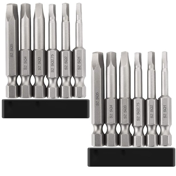 Saipor 12PCS Magnetic Square Head Screwdriver Bits Set 2 Inch