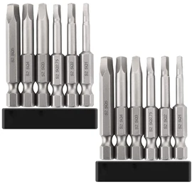 Saipor 12PCS Magnetic Square Head Screwdriver Bits Set 2 Inch Length 1/4'' Hex Shank Robertson Square Drive Bit S2 Steel SQ1, SQ2, SQ2.7, SQ3, SQ4, SQ5 Quick Release Power Tools, 2 Set of 6