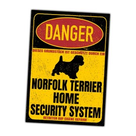 Norfolk Terrier Norfork Sign Danger Security System Door Sign Dog Sign