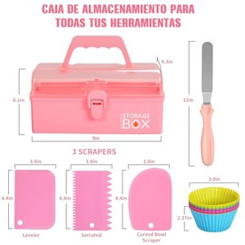 Juego de herramientas para decorar pasteles 284 piezas, con 61 Boquillas de Acero Inoxidable, Caja de Almacenamiento, Moldes para Cupcakes, Juego Profesional para Hornear para Principiantes