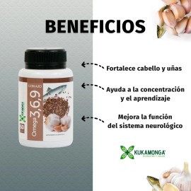 Omega 3, 6, 9 Con Ajo 60 Cpsulas Sin sabor Mejora la energa y vitalidad, favoreciendo un estado de salud genera lFortalece el sistema inmunolgico...  