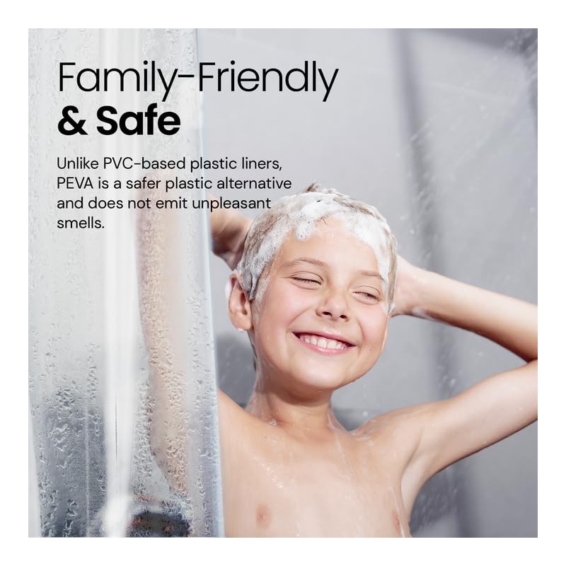 LiBa PEVA 8G Bathroom Shower Curtain Liner, 72" W x