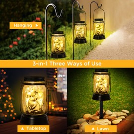Capybara Gifts for Women/Men Capybara Solar Lanterns Mom Grandma Birthday Present Lantern Memorial Lights Solar Garden Decoration Outside for Yard, Patio,Backyard,Porch Torches
