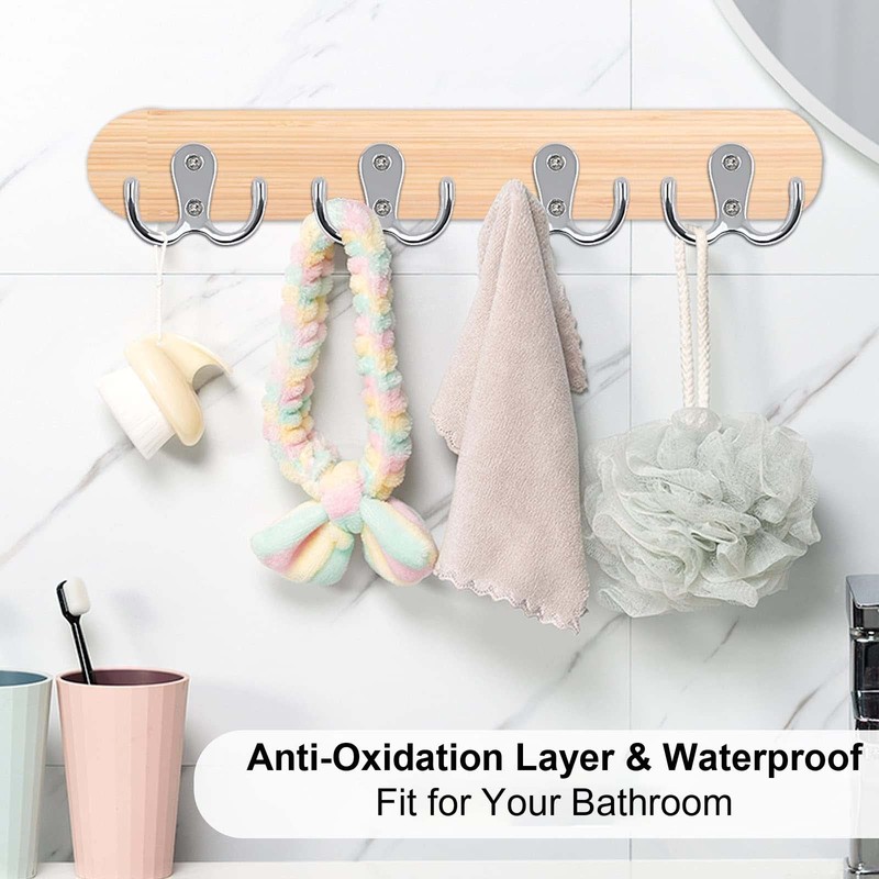 6 PCS Double Prong Robe Hooks Dual Coat Hooks Door