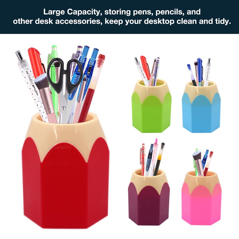 MAINOSHY 5 Pack Pencil Holder Cup, Plastic Pen Vase Pencil