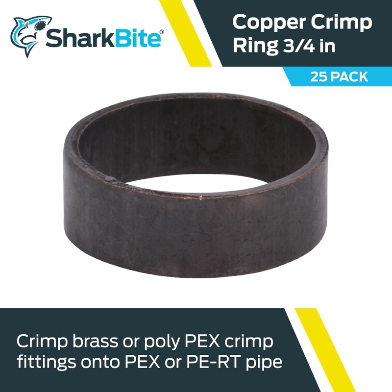 SharkBite 3/4 Inch Copper Crimp Rings, Pack of 25, PEX