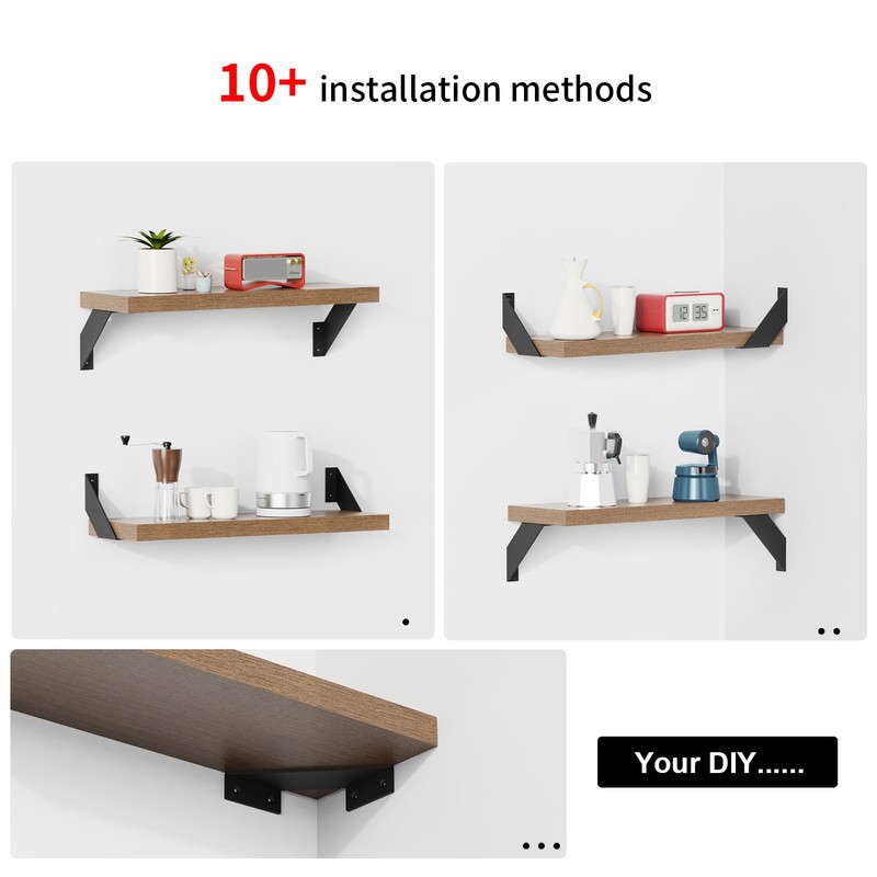 Black Metal Heavy Duty 90 Degree Wall Mounted Shelf Brackets