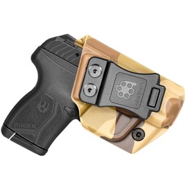 Amberide IWB & OWB KYDEX Holster Fit: Ruger LCP MAX .380 Pistol, Inside Outside Waistband Concealed Carry Holster, Adjustable Cant & 'Posi-Click' Retention, USA Made by Amberide, Desert Camo, Left