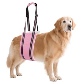 AIITLE Dog Sling Carrier for Hind Leg Support - Adjustable Reflective Design with Plush Padding, Ideal for Senior/Arthritic Dogs & Post-Surgery Recovery (Pink, L)