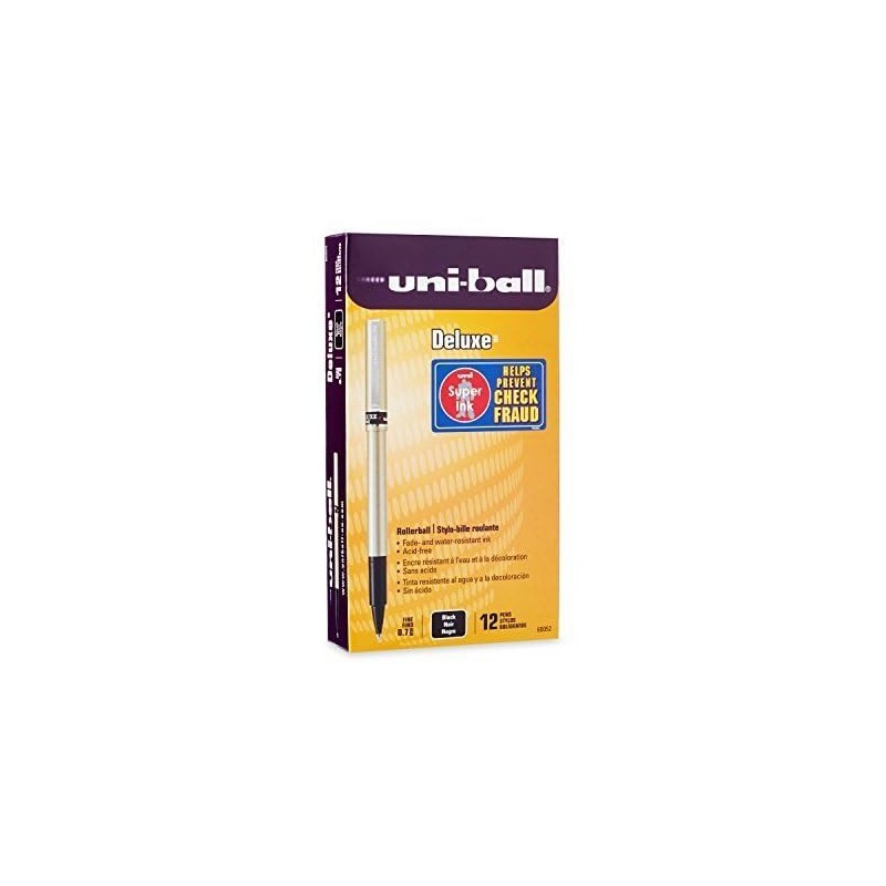 uni-ball Deluxe Roller Ball Pens, (60052) Black Ink, Fine Point