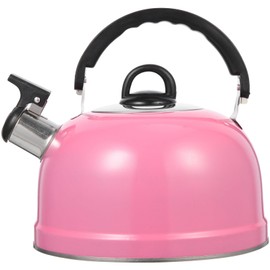 Ciieeo Stove Top Whistling Tea Kettle, Pink Stainless Steel Teakettle Floral Tea Pot with Cool Touch Ergonomic Handle Water Boiler For Coffee Beer Fast Heating Base