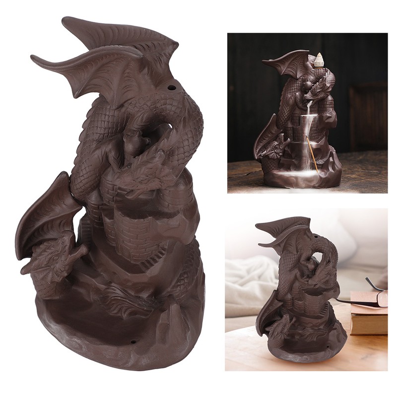 Backflow Incense Burners Dragon Shape Purple Sand Waterfall Burners Home