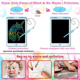12 pulgadas Tablero electrónico,pantalla a color para creación, arte infantil juguete educativo portátil,pizarron magico, reutilizable, borrable,Juguetes para niños y niñas a partir de 4 años(azul)