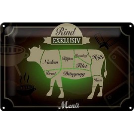 DekoNo7 Tin Sign 30 x 20 cm Beef Exclusive Menu