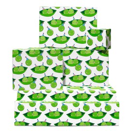 CENTRAL 23 Birthday Wrapping Paper - Green Pea, Pun, Happy - 6 Sheets of Giftwrap for All Ages Family Friends - All Occasion - Comes With Stickers