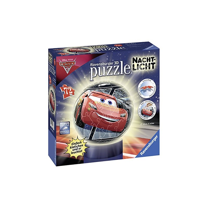 Ravensburger 3D Jigsaw Puzzle Ball with Night Light, Cars