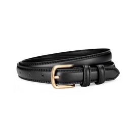 taffeta alley Trendy Black Belt Women with Gold Buckle,Leather Skinny Belt Women Designed for Business Suit Width 2cm
