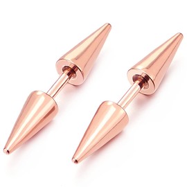 Pair Rose gold Double Spike Stud Earrings in Stainless Steel for Men and Women(CA)