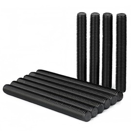 Drenky Pack of 10 Threaded Screws Black M6 x 80 mm Stainless Steel A2 V2A Threaded Rods DIN976 High-Strength Threaded Rods Metric Full Thread for Industrial Screw Connections
