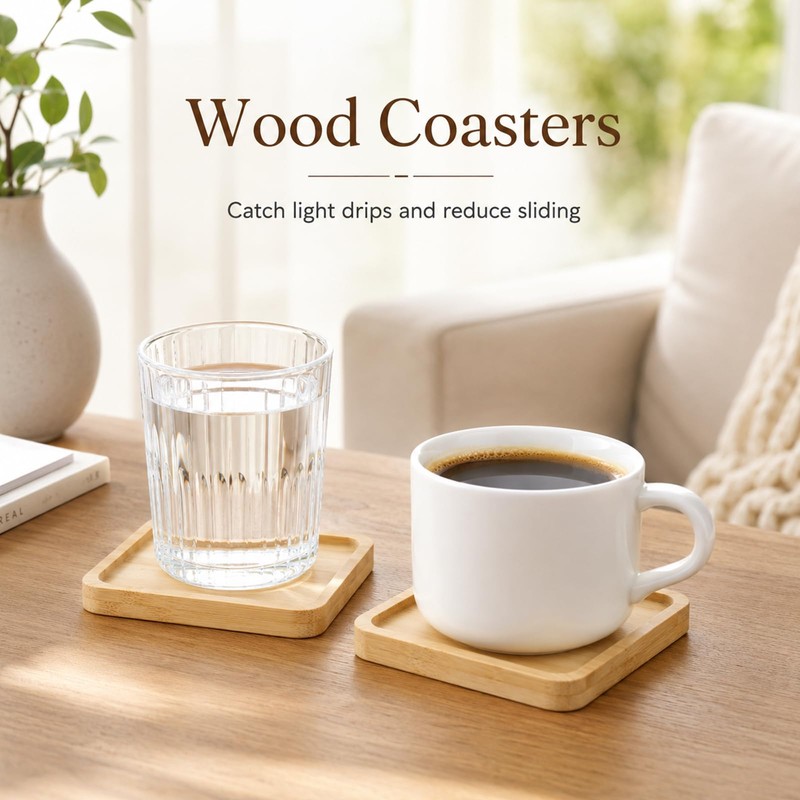 20Pcs Wood Coasters, 3.5 x 3.5 in Blank Bamboo Coasters