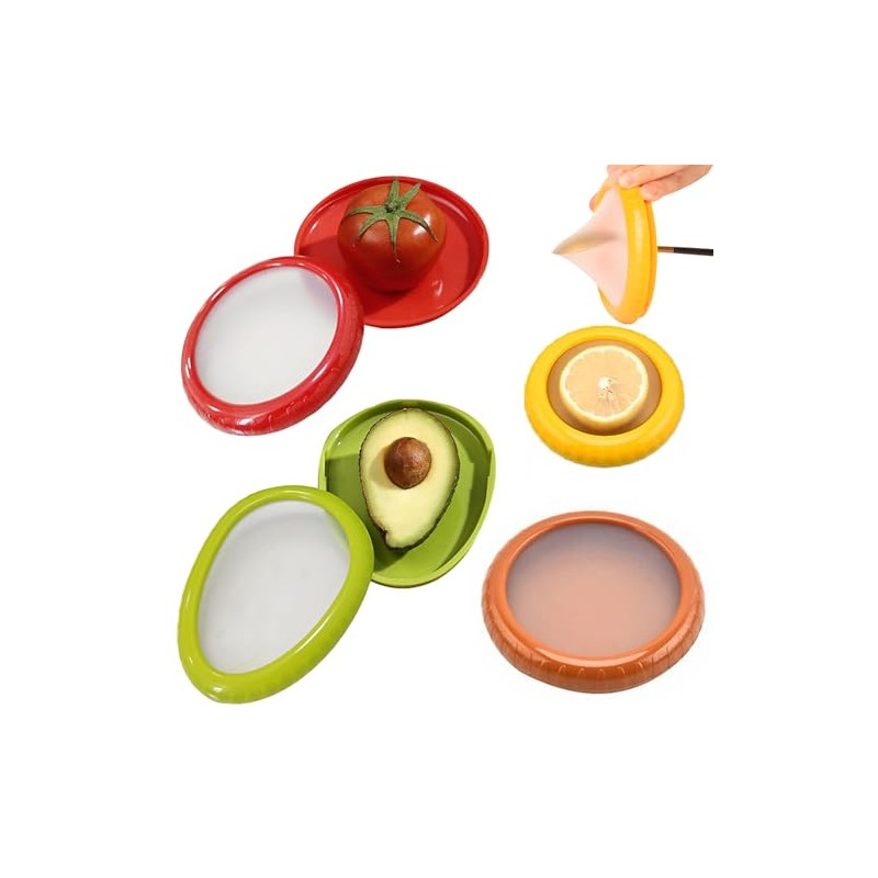 Juego de 4 Recipientes de Silicona para Almacenamiento de Aguacate