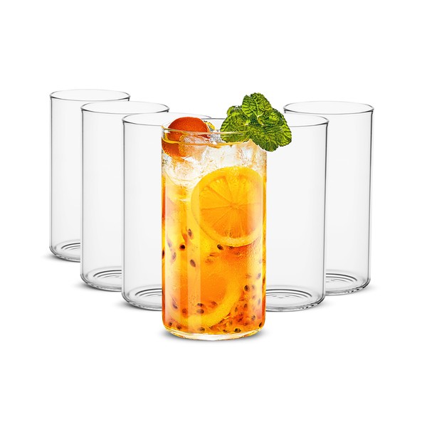 LUXU Drinking Glasses 19 oz, Thin Highball Glasses Set of 6,Clear Tall Glass Cups For Water, Juice, Beer, Drinks, and Cocktails and Mixed Drinks