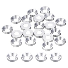 sourcing map 50 Pcs M6 Finishing Countersunk Washers, Aluminum Alloy Screw Gaskets, Cup Head Washer Gasket for Mechanical Accessories Parts, Silver