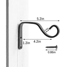 APBFH 2Pcs 5in Decorative Outdoor Iron Wall Hooks for Hanging Lantern Jar Sconce Solar Light Small Planter Bird House, Black