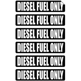 DIESEL FUEL ONLY Automotive Decals | Gas Can Stickers | Truck Labels | Black Vinyl Markers (6-pack)