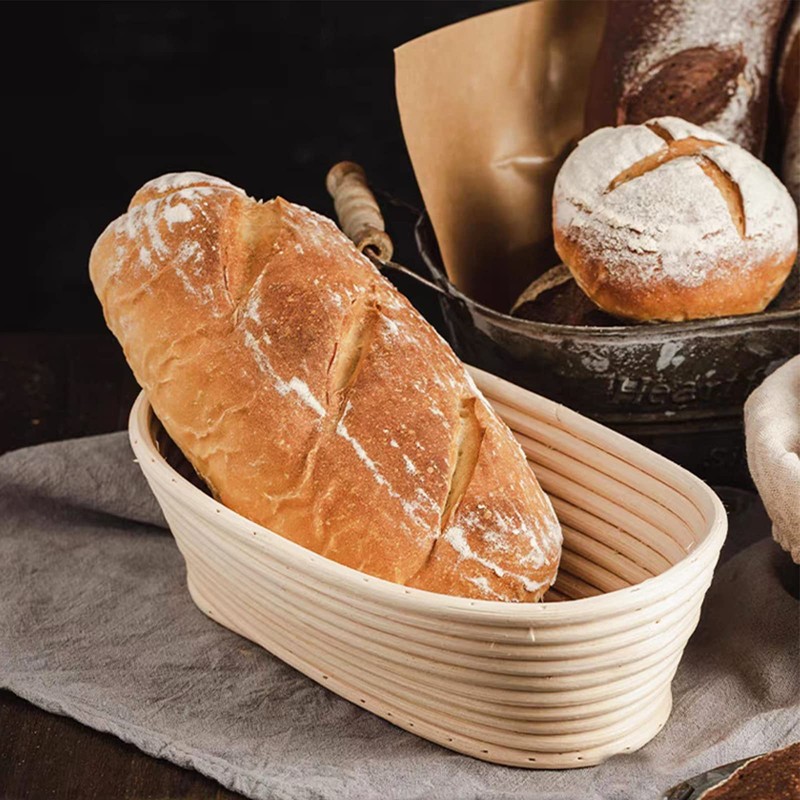 2 Packs 10 inch Oval Banneton Bread Proofing Basket Set,PIOGHAX