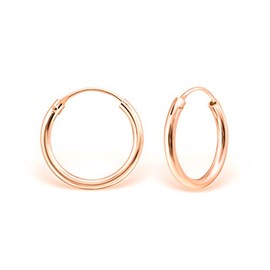DTPSilver - 925 Sterling Silver Rose Gold Plated Medium/Large size Hoops/Sleepers/Creole Earrings - Thickness 3 mm - Diameter 18 mm
