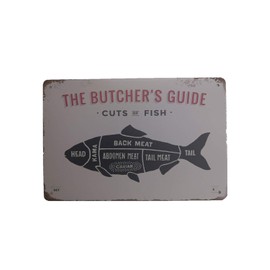 AIQIBAO Metal Vintage Tin Sign Decor The Butcher's Guide for Restaurant Bar Pub Shop Funny Retro Wall Art Sign 12" X 8"