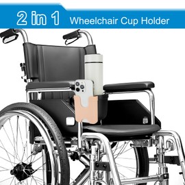 Accmor 2-in-1 Walker Cup Holder with Phone Holder, Wheelchair Cup Holder, Rollator Cup Holder, Cup Phone Holder for Walker, Wheelchair, Rollator, Mobility Scooter