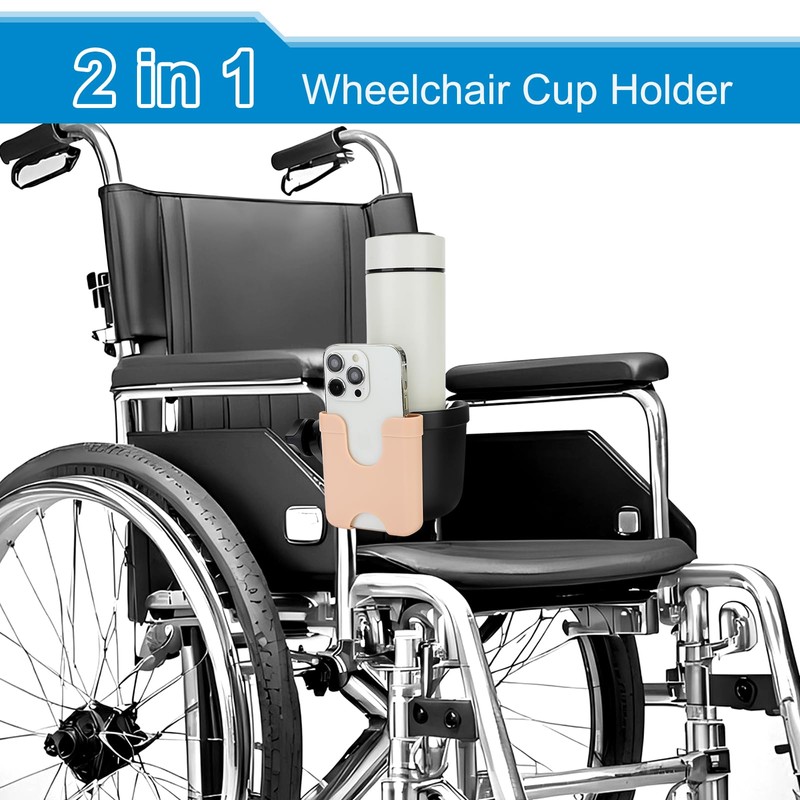 Accmor 2-in-1 Walker Cup Holder with Phone Holder, Wheelchair Cup