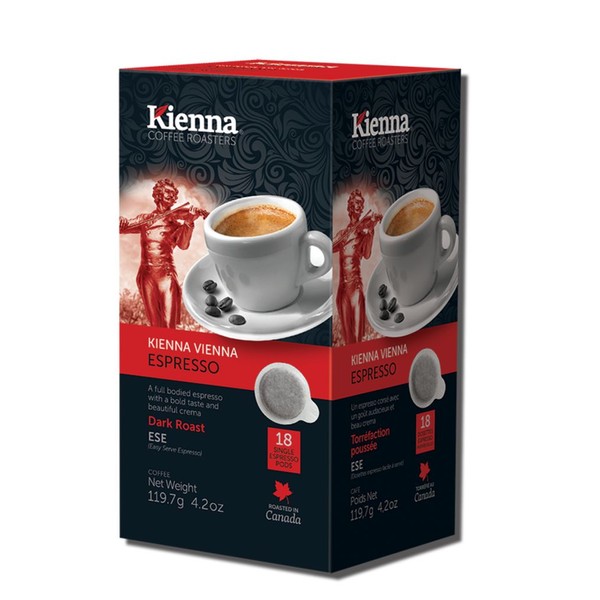 Kienna Coffee ESPRESSO COFFEE PODS, Vienna Espresso / 18 Espresso Pods