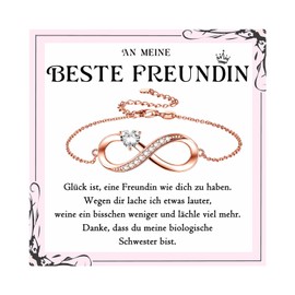 PDTU Best Friend Gifts, Bracelet Infinity Sign Gift for Friendship, Best Friend Gifts for Birthday, Graduation, School, Wedding, Christmas, Rose Gold