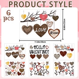 Vellibring 6 Sheet Valentine’s Day Window Clings Decorations Double-Sided Heart Window Sticker Removable Reusable Valentine’s Day Window Cling Decals for Home Wedding Anniversary Party Decors