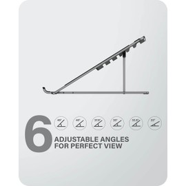 ALOGIC Metro Adjustable & Portable Laptop riser, constructed aluminium alloy & silicon grip, six adjustable angles, fits the latest MacBook, surface, and other laptop devices