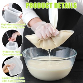 8 Pack Nut Milk Bag,Food Grade Nylon Cheese Cloths for Straining,Reusable Cold Brew Coffee Muslin Bags Strainer Mesh,Unbleached Muslin Strainer Cloths for Cooking30*20CM