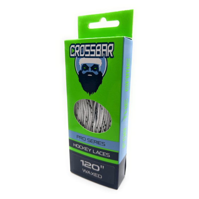 Crossbar Pro Series Hockey Laces, White, 1 Pack (Waxed, 120")