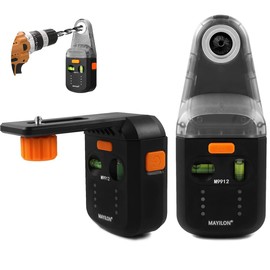 TPOUIDD Nivel Láser 4 en 1 con Láser de Línea Roja, Herramienta de Nivelación Recargable, con Ventosa Electrónica, Colector de Polvo para Taladro, Adecuado para Colgar Cuadros, Decoración del Hogar