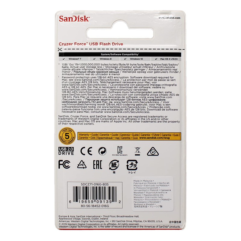 Sandisk Cruzer Force USB Flash Drive (SDCZ71-016G-A46)