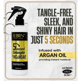 EBIN NEW YORK Wig Detangling Spray with Argan Oil 8.5 Fl Oz for Human and Synthetic Hair