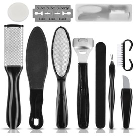 11 Kit de Lima para Pies Juego de Herramientas Pedicura Profesional, para Cuidado Pies Eliminar Piel Muerta Durezas Durezas y Piel áspera Kit de Cuidado de Pies para Mujeres y Hombres
