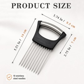 Stainless Steel Onion Holder for Slicing, 10-Needle Vegetable Cutter Guide for Onions, Tomatoes, Potatoes and Meat