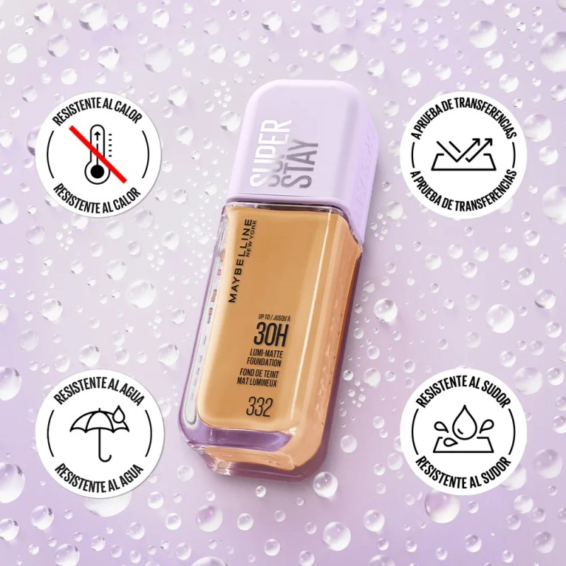 Maybelline Base De Maquillaje Superstay Lumi Matte, de larga duración,