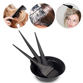 Hair Dye Color Brush and Bowl Set, Color Bowl Brushes Tool Mixing Bowl Kit Tint Comb for Hair Tint Dying Coloring Applicator (Black)