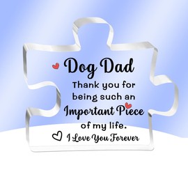 AMZQ Dog Dad Gifts- Delicate Daddy Dog Dad Gifts- Fathers Day Thanksgiving Christmas Birthday Gifts for Dog Dad, Dog Dad Acrylic Block Puzzle Piece Decorations Ideas